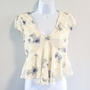 XL La Peche Y2K Babydoll Cottagecore Coquette Lace Floral Dainty V Neck Juniors